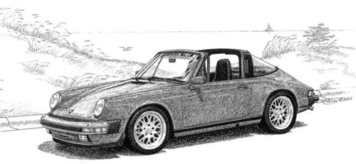 porsche drawing