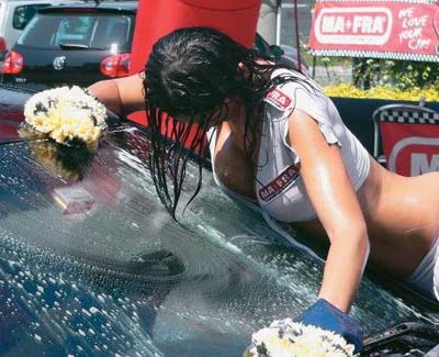 fast cars and girls. hot car wash girls